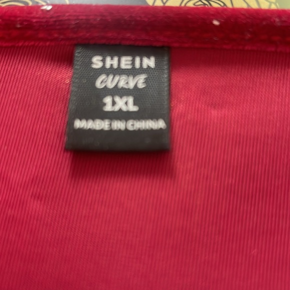 Burgundy pink velour dress with silver stars - Picture 4 of 4